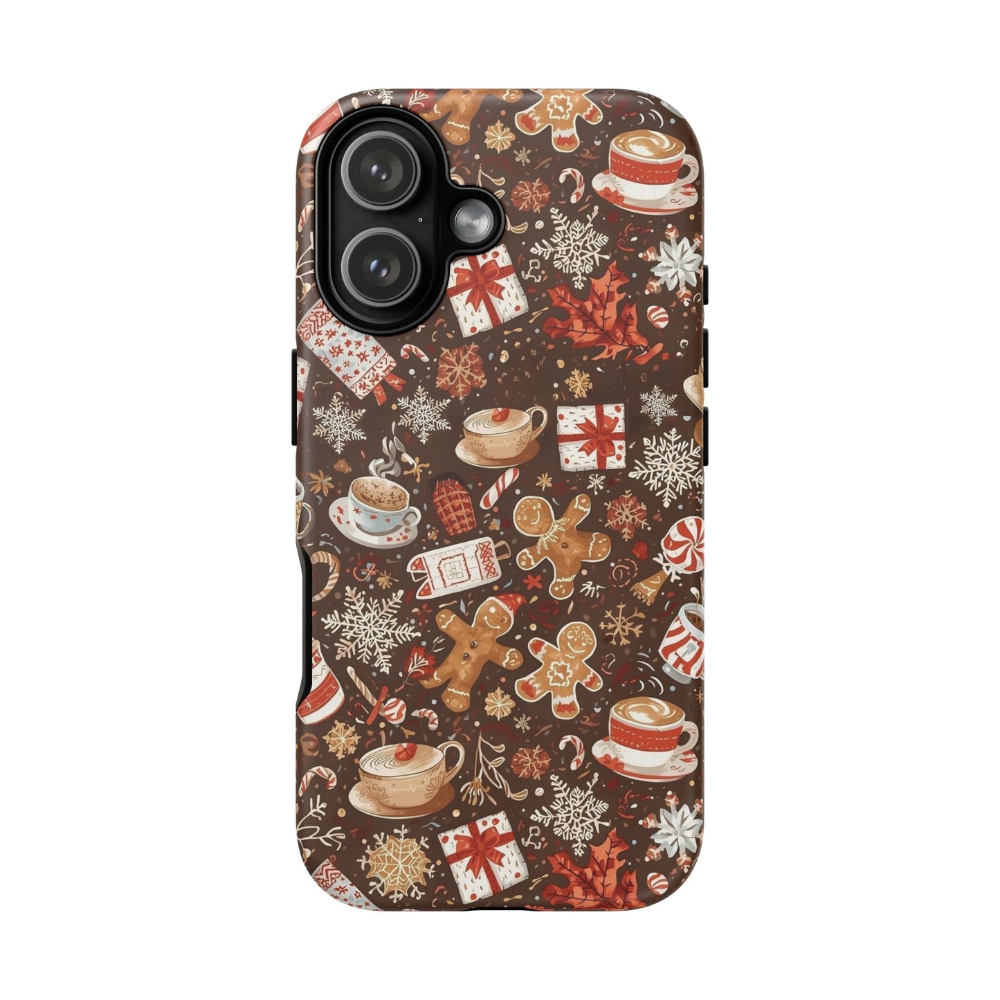 Christmas Phone Case, Festive Holiday Phone Case with Gingerbread and Cocoa Design for Iphone 17, 16, 15, 14, 13, 12, 11 & Samsung