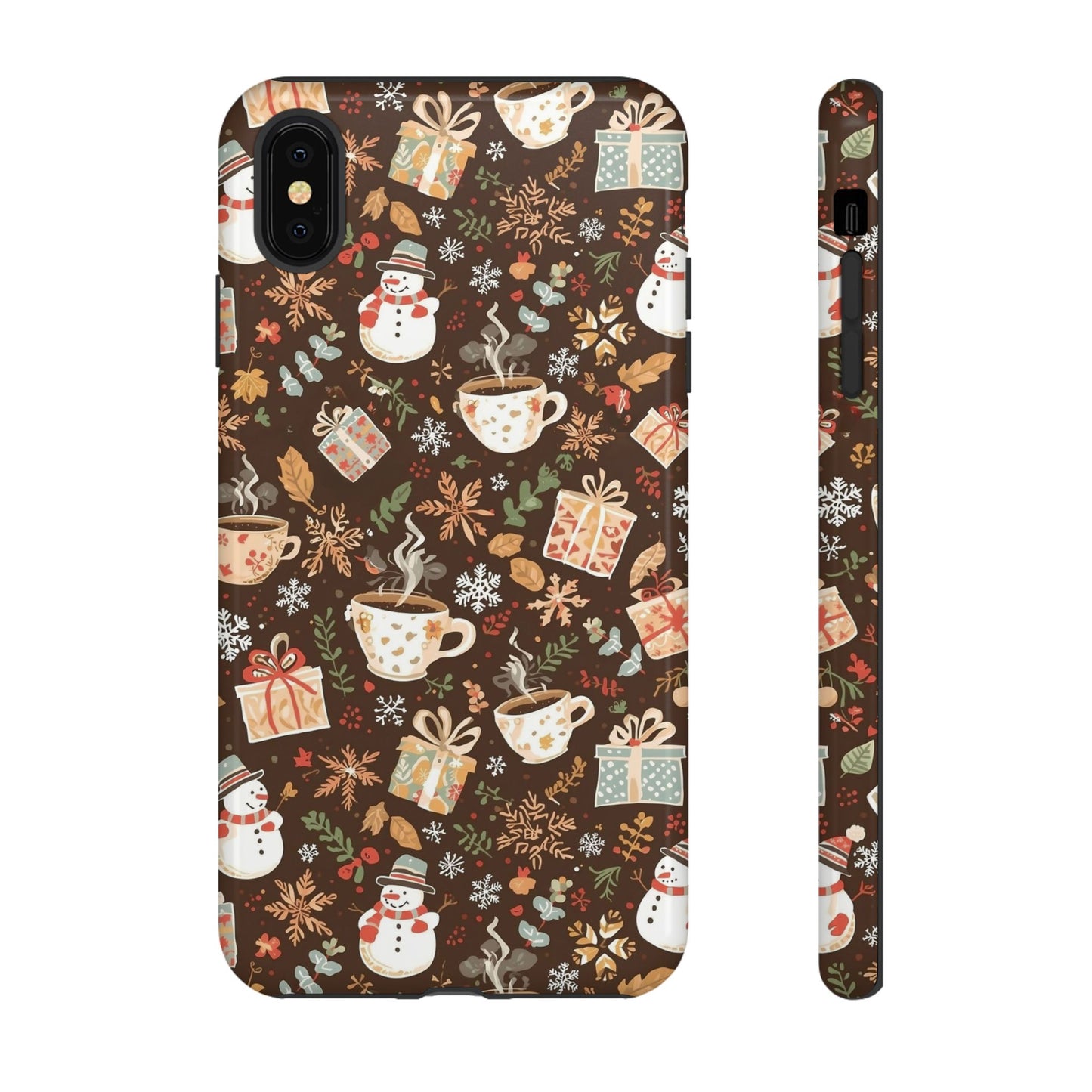 Christmas Phone Case, Winter Holiday Phone Case with Snowmen and Gifts Design for Iphone 17, 16, 15, 14, 13, 12, 11 & Samsung