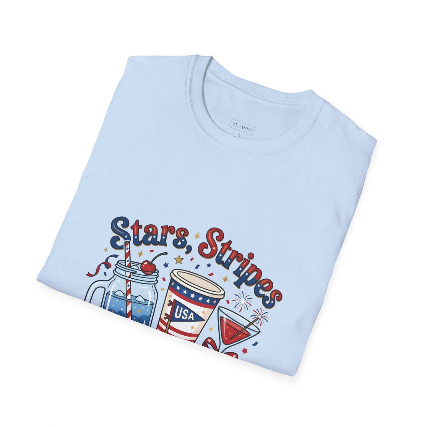 Patriotic "Stars, Stripes & Sips" T-Shirt