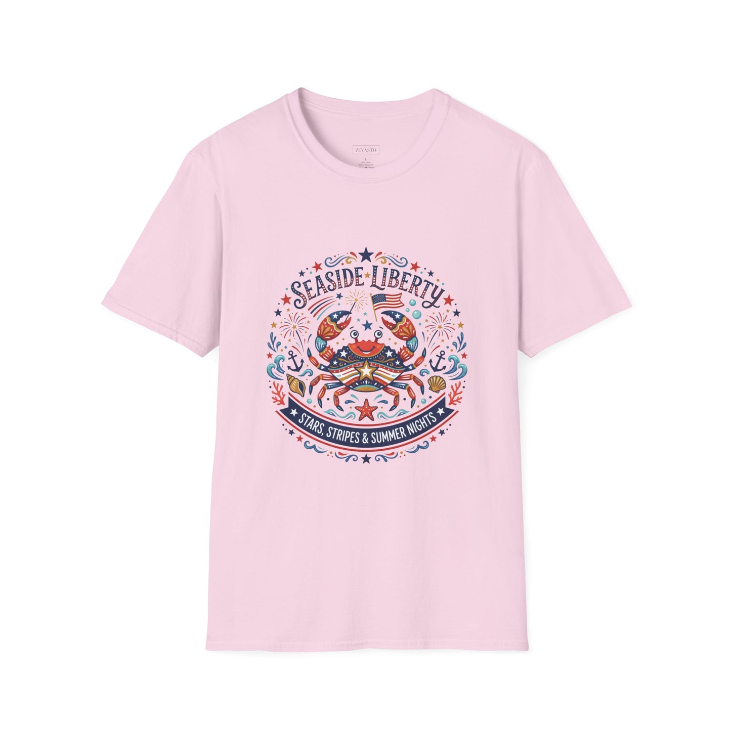 Seaside Liberty Crab T-Shirt — 4th of July Patriotic Summer Beach Tee