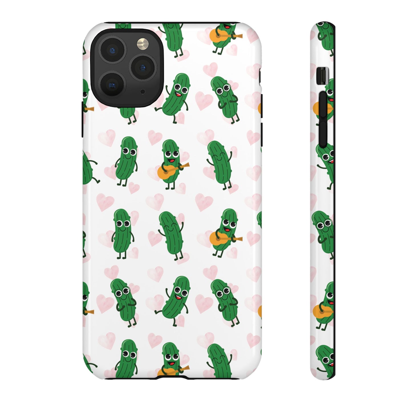 Pickle Pattern Phone Case — Cute Dancing Pickles with Hearts