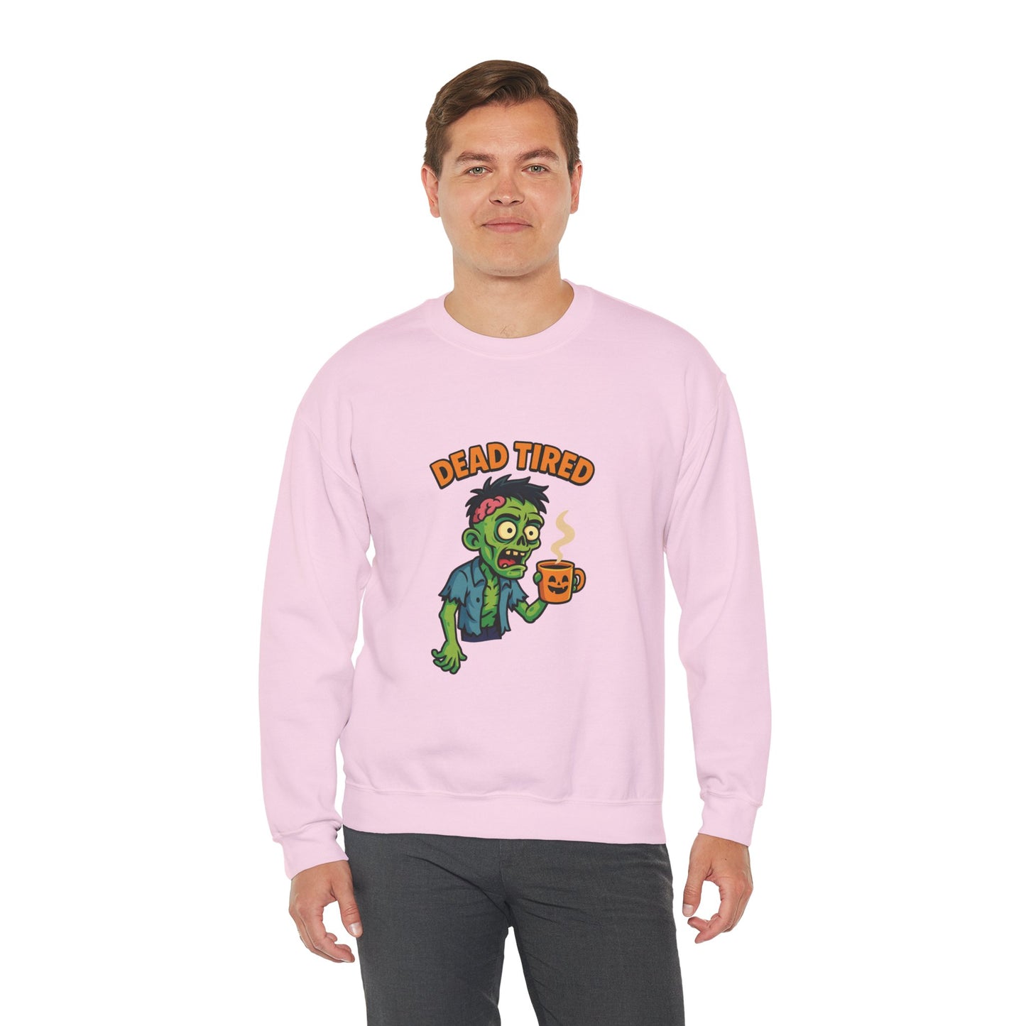 Dead Tired Zombie Sweatshirt, Funny Halloween Crewneck, Spooky Season Apparel