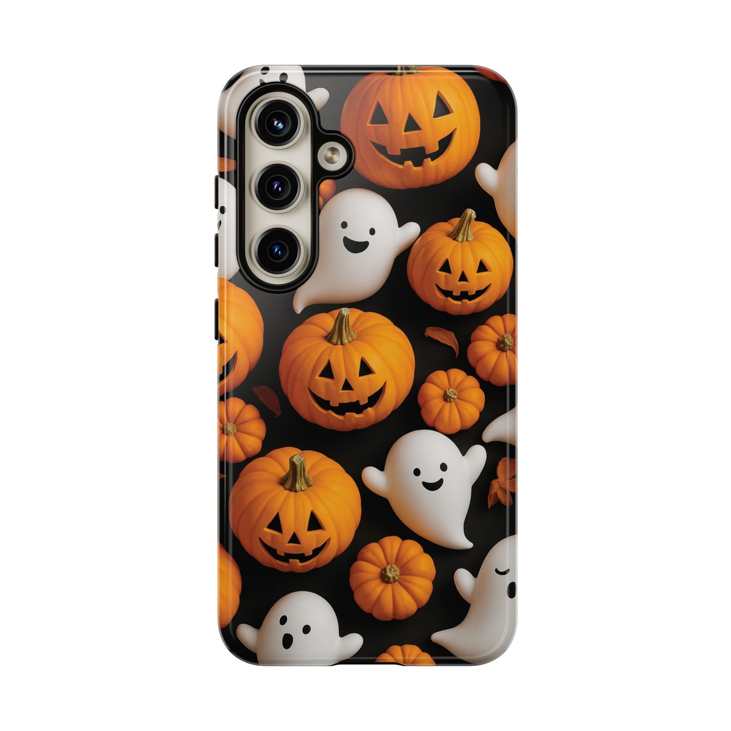 Halloween Phone Case, Spooky Ghosts and Pumpkins Design