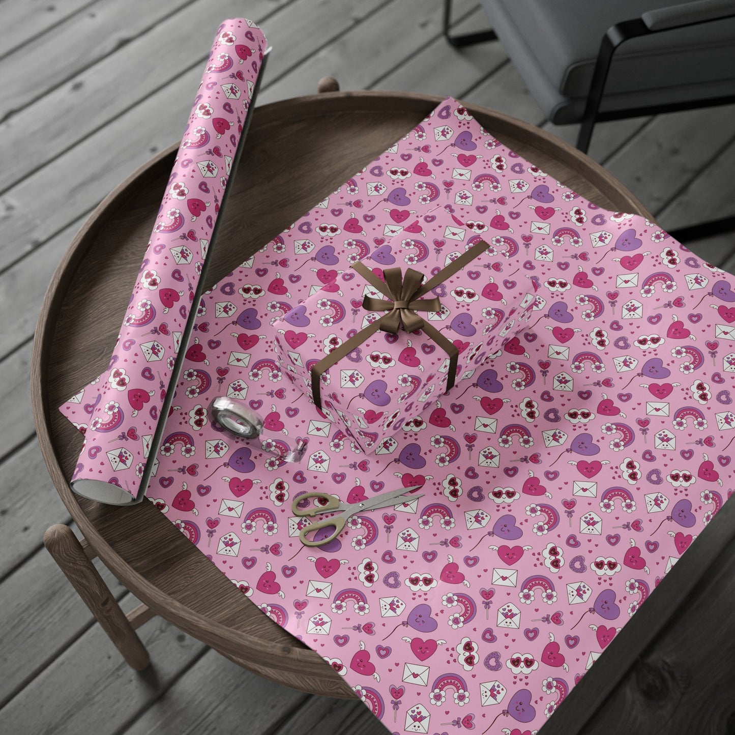 Valentine Pink Hearts & Love Notes Wrapping Paper Roll — Cute Romantic Gift Wrap