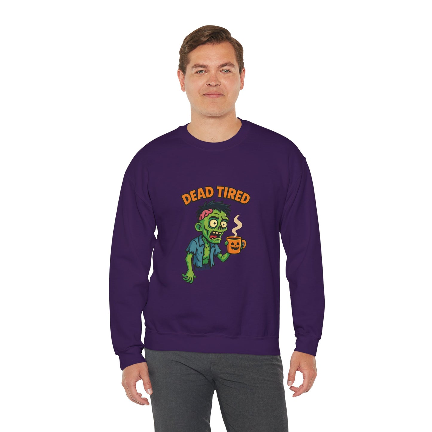 Dead Tired Zombie Sweatshirt, Funny Halloween Crewneck, Spooky Season Apparel