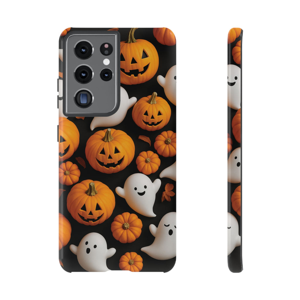 Halloween Phone Case, Spooky Ghosts and Pumpkins Design
