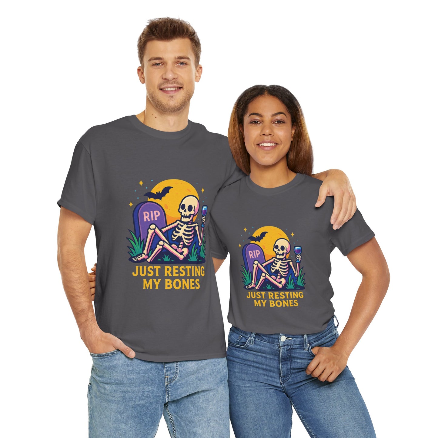 Skeleton Tee - Just Resting My Bones, Unisex Halloween Shirt