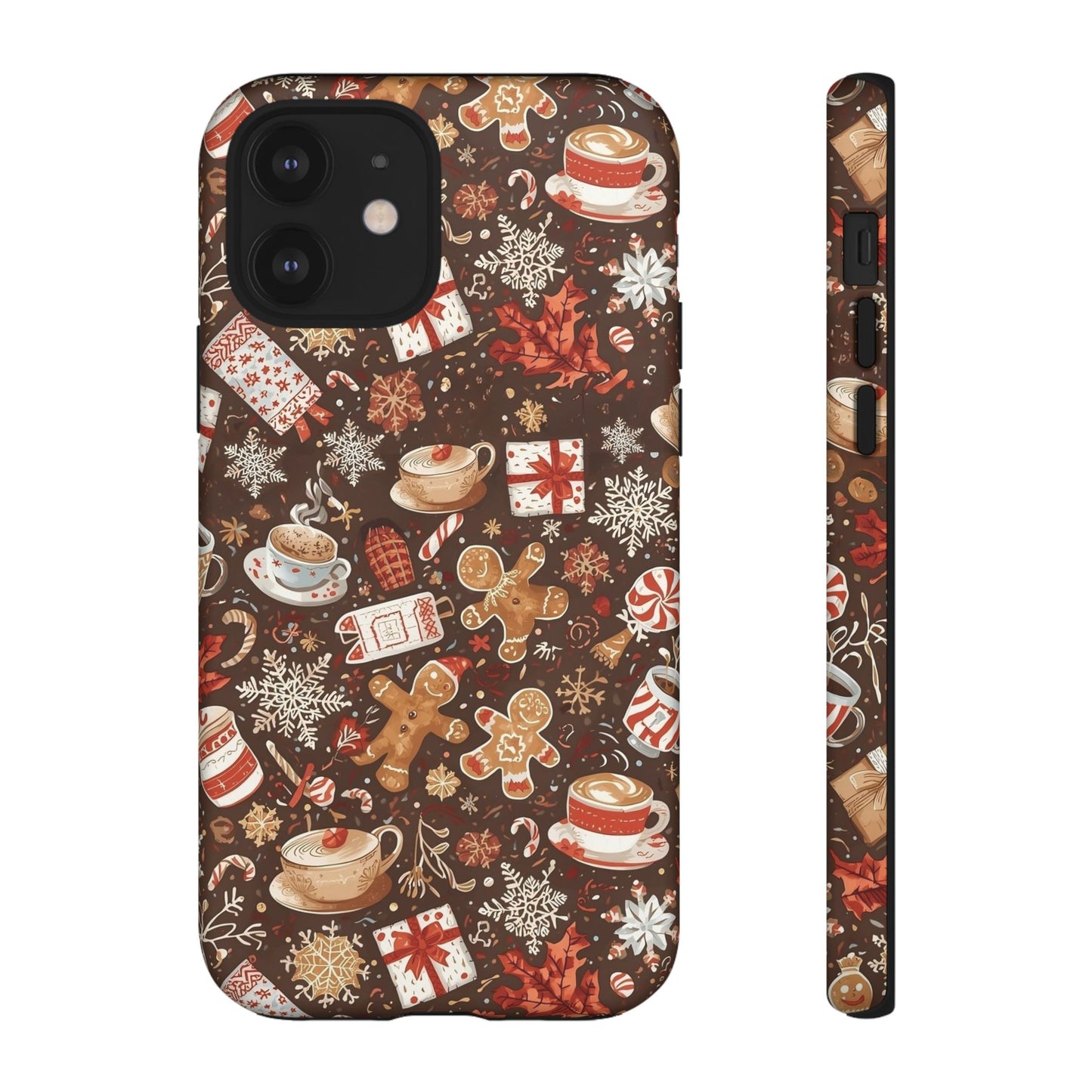 Christmas Phone Case, Festive Holiday Phone Case with Gingerbread and Cocoa Design for Iphone 17, 16, 15, 14, 13, 12, 11 & Samsung