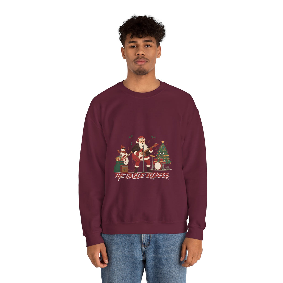Funny Christmas Sweatshirt – "The Jingle Rockers" Holiday Band Crewneck