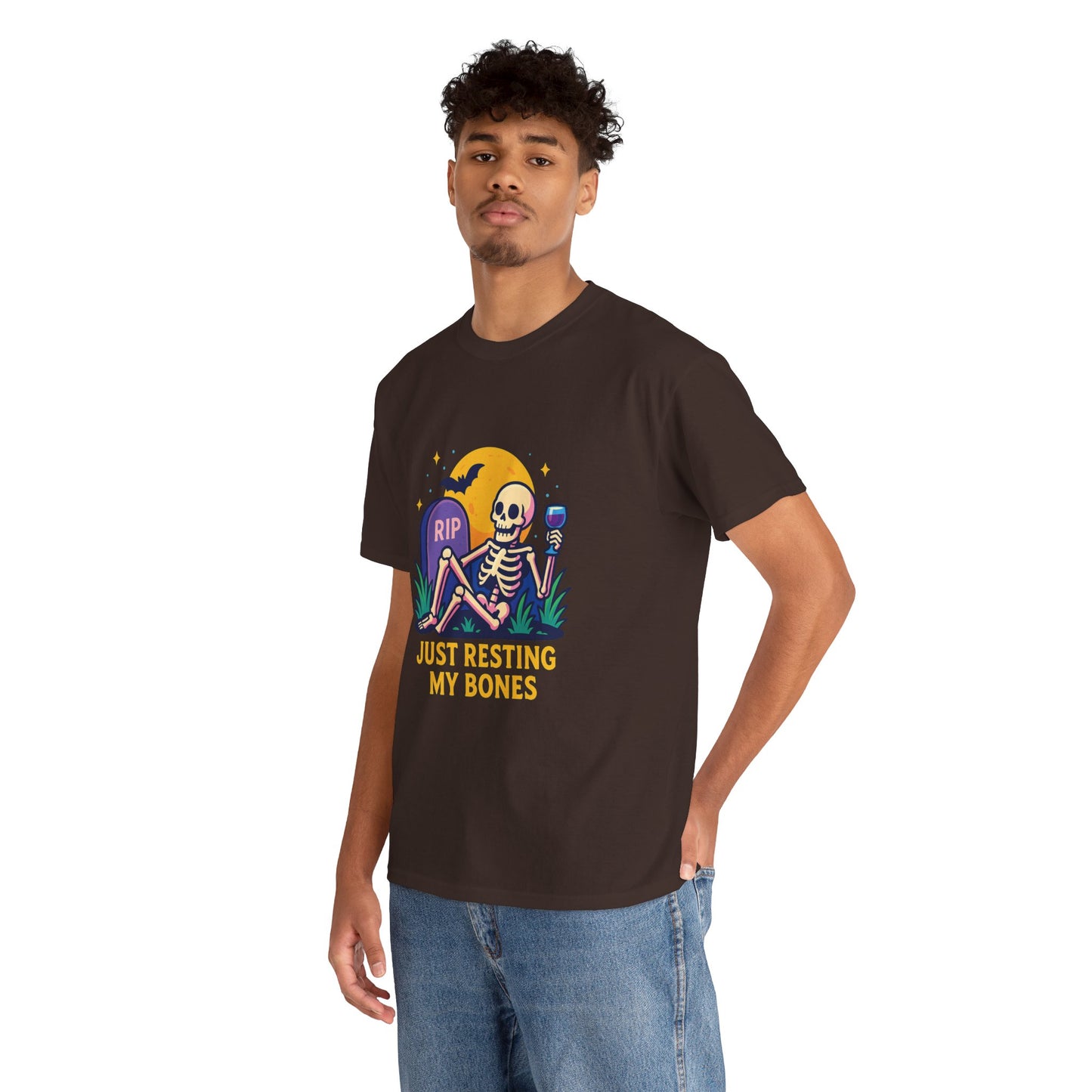 Skeleton Tee - Just Resting My Bones, Unisex Halloween Shirt