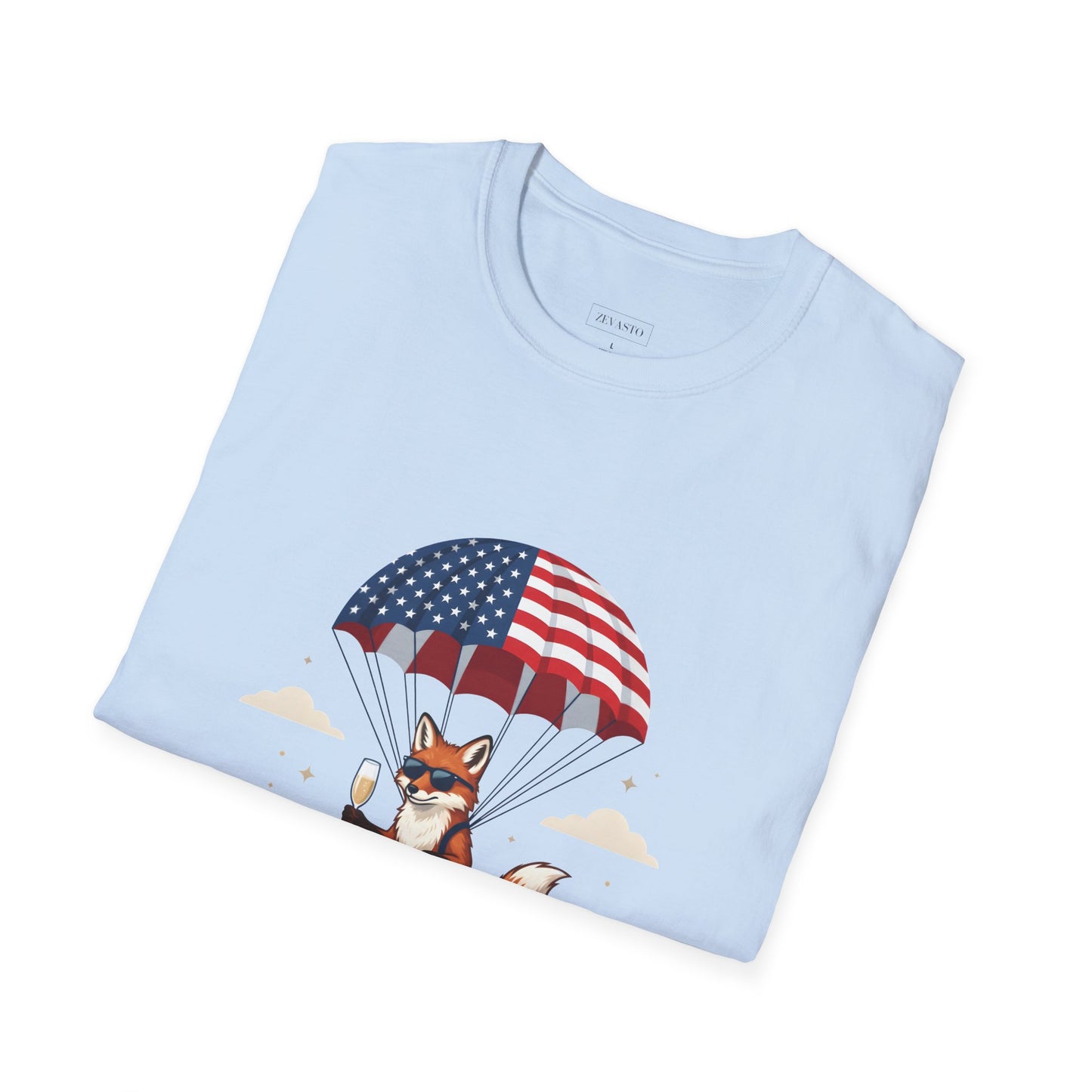 Patriotic Fox Parachute T-Shirt — "Celebrating 250 Years" Anniversary Tee