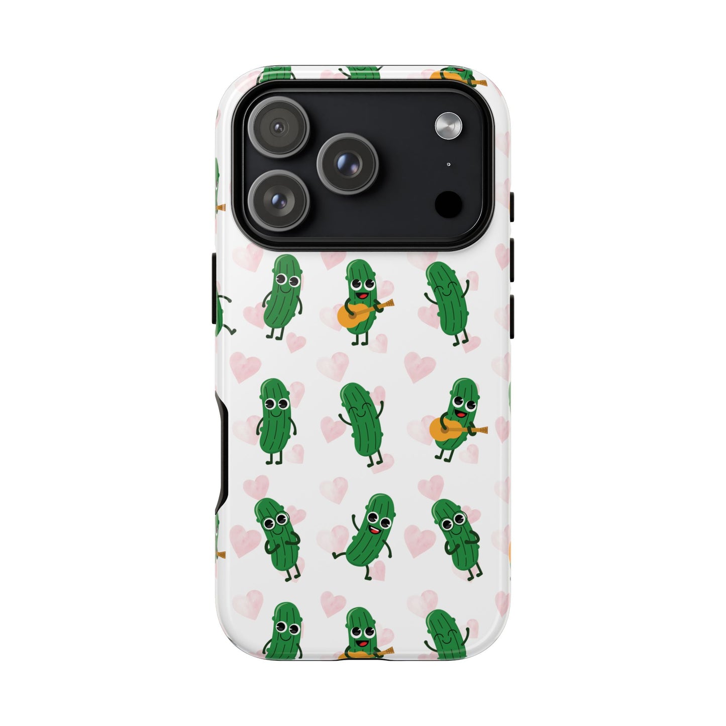 Pickle Pattern Phone Case — Cute Dancing Pickles with Hearts