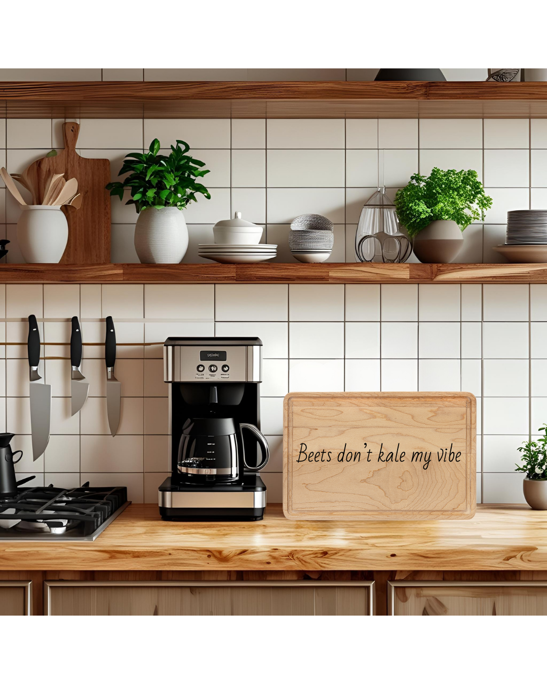 Personalized Engraved Cutting Board - Beets Don't Kale My Vibe, Kitchen Decor