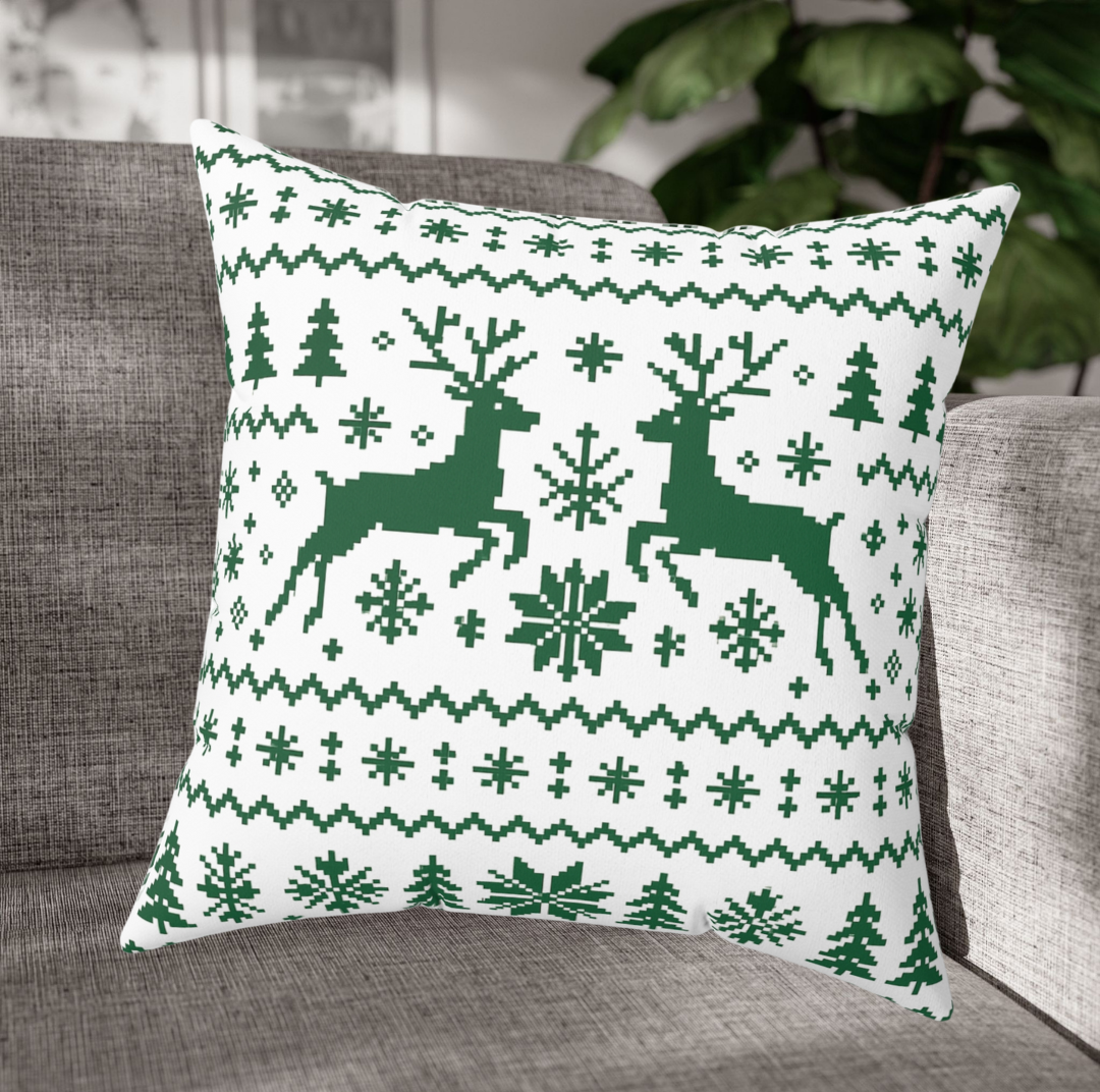 Christmas Reindeer Pillow, Cozy Holiday Decor, Winter Home Accent, Festive Gift Idea