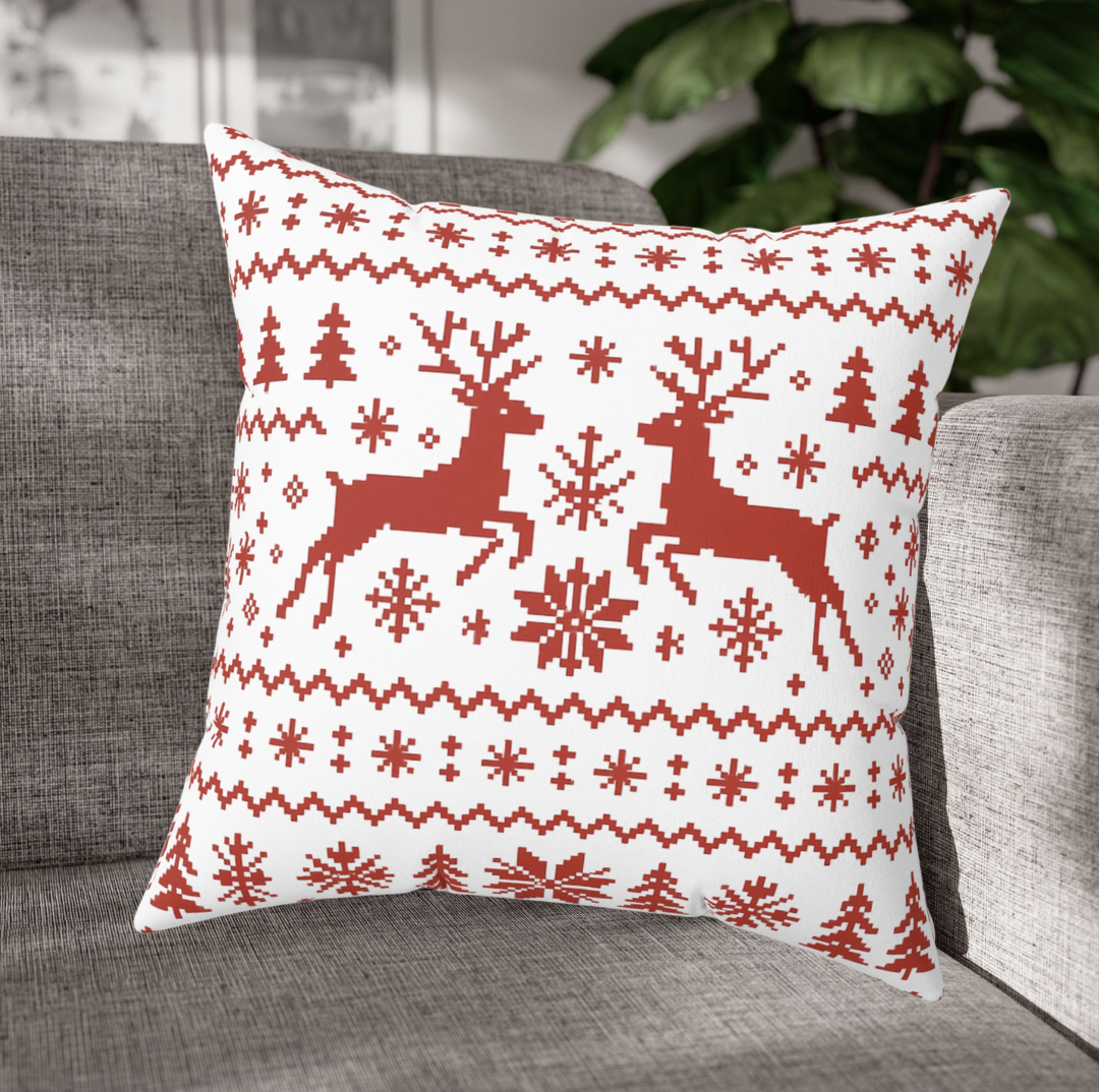 Cozy Christmas Reindeer Pillow, Holiday Decor, Festive Cushion, Winter Home Decoration