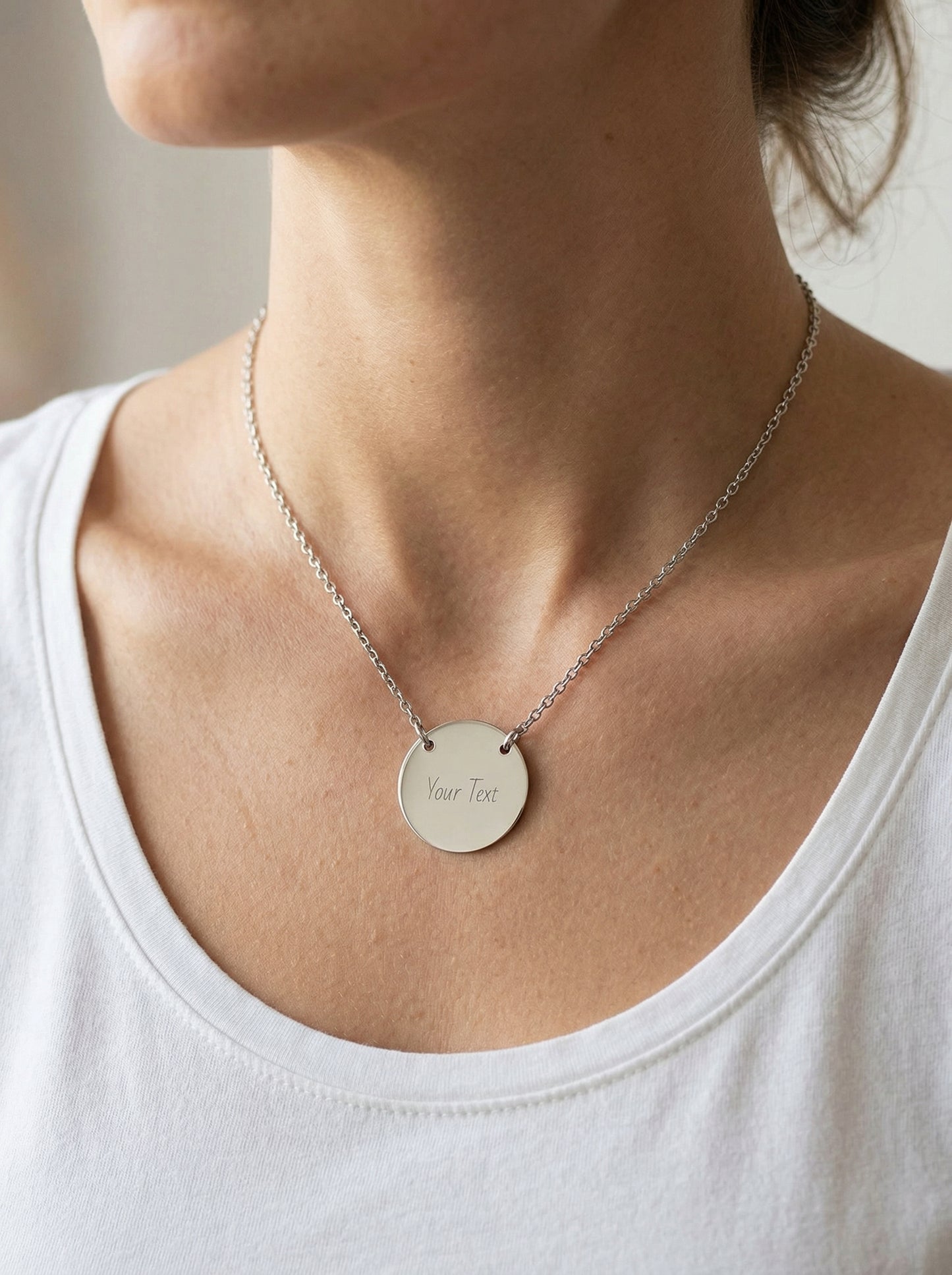Personalized Circle Necklace — Engraved Custom Disc Pendant, Gift For Valentines Day | Mothers Day