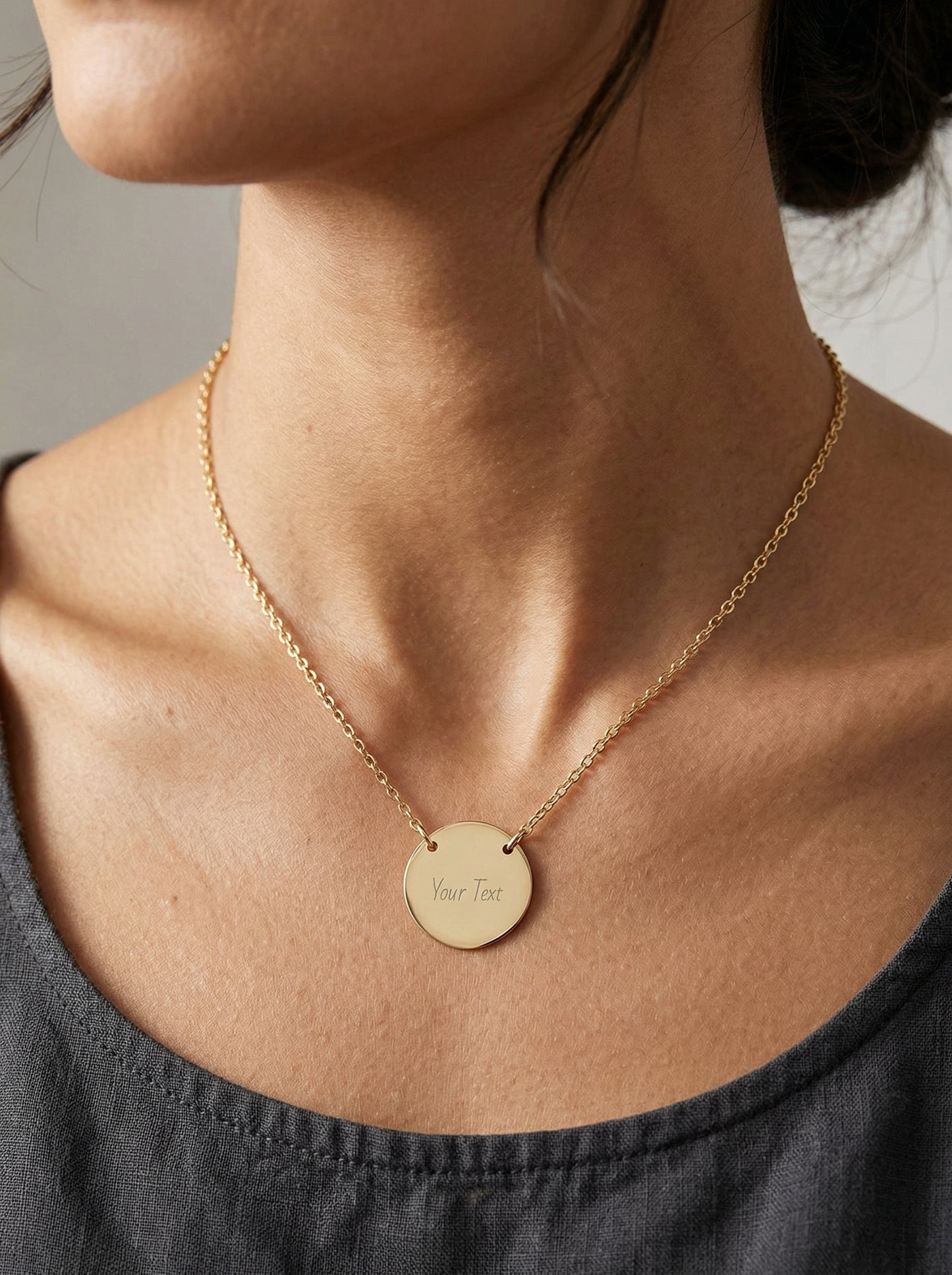 Personalized Circle Necklace — Engraved Custom Disc Pendant, Gift For Valentines Day | Mothers Day