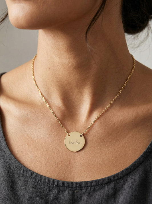 Personalized Circle Necklace — Engraved Custom Disc Pendant, Gift For Valentines Day | Mothers Day
