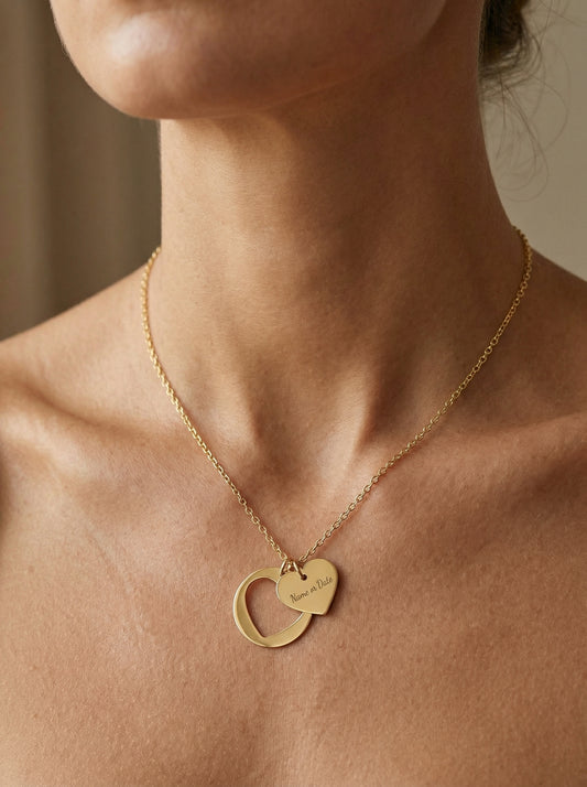 Engravable Heart Cutout Necklace - Personalized Love Pendant, Gift for Valentines Day | Mothers Day