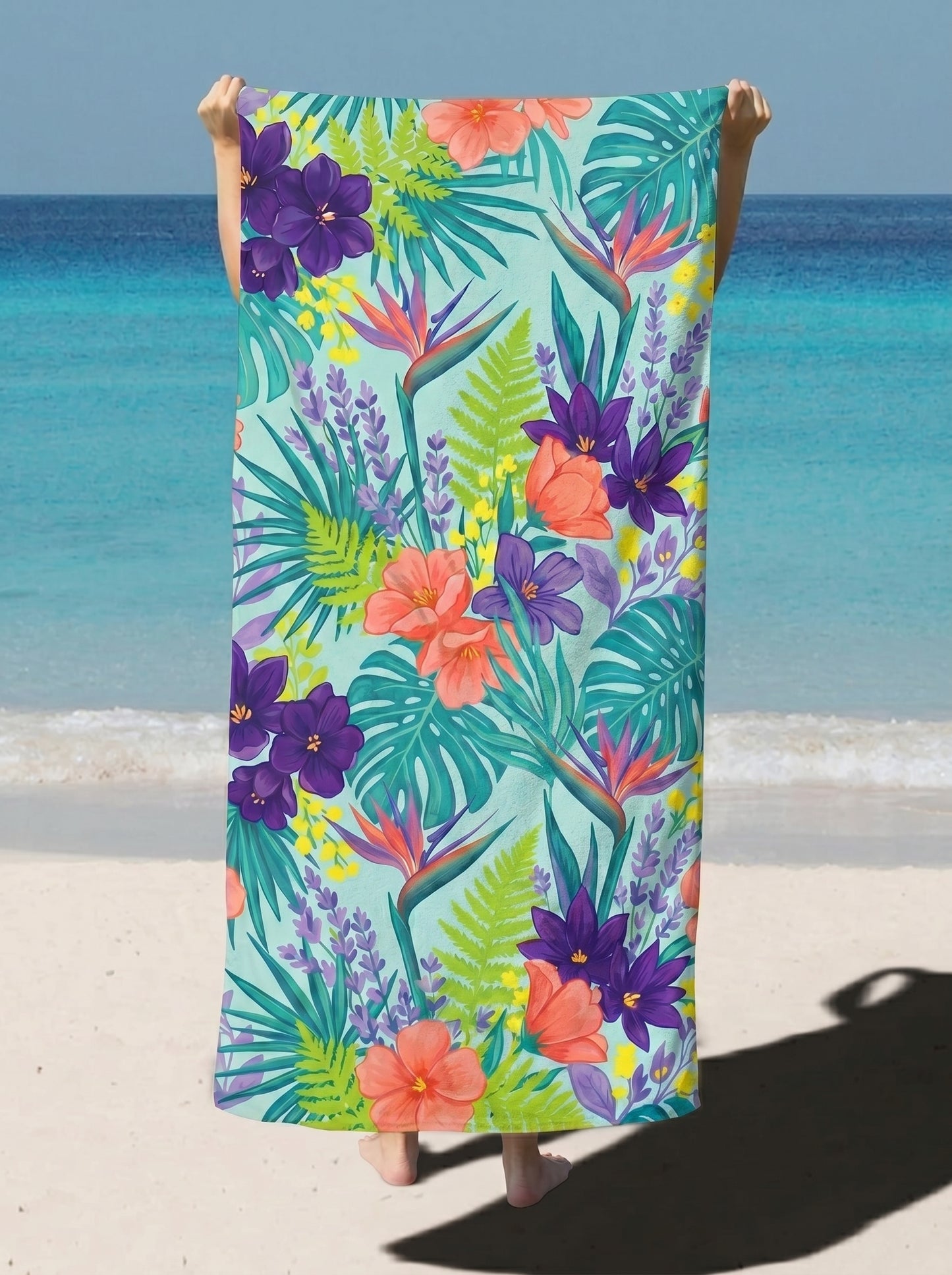 Tropical Hibiscus Beach Towel — Vibrant Floral Paradise Print