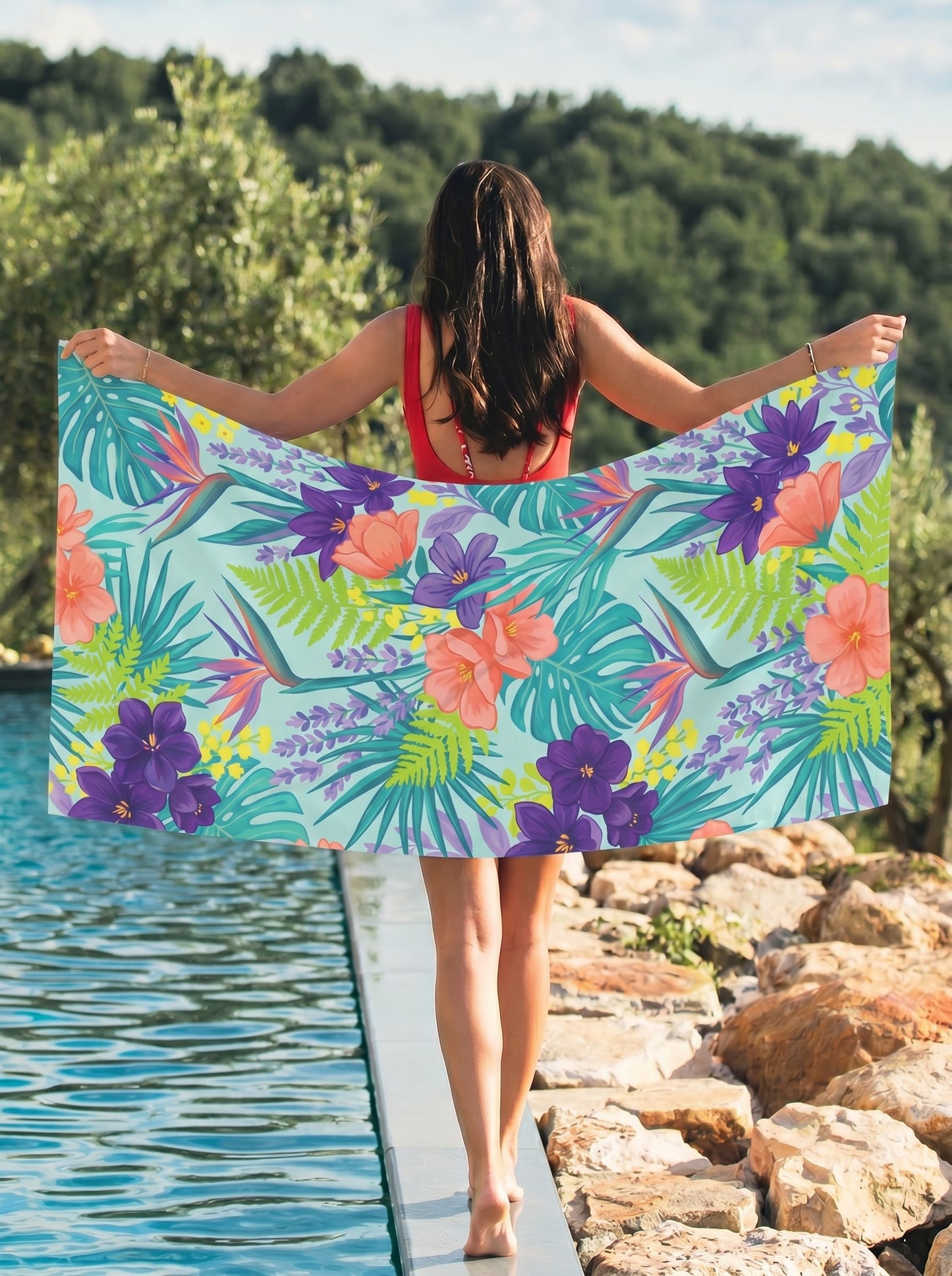 Tropical Hibiscus Beach Towel — Vibrant Floral Paradise Print