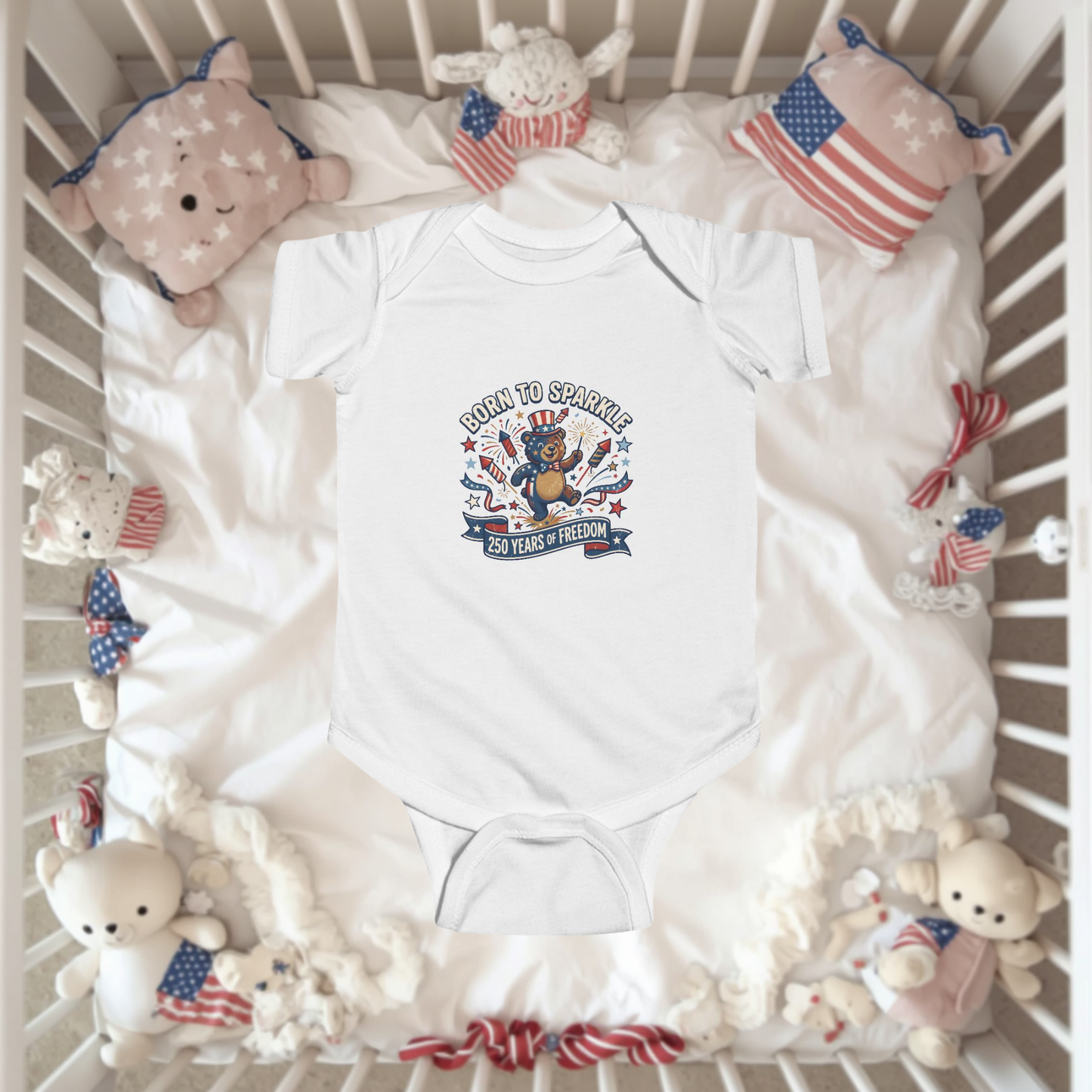 Infant Bodysuit - 'Born to Sparkle' Patriotic Baby Onesie
