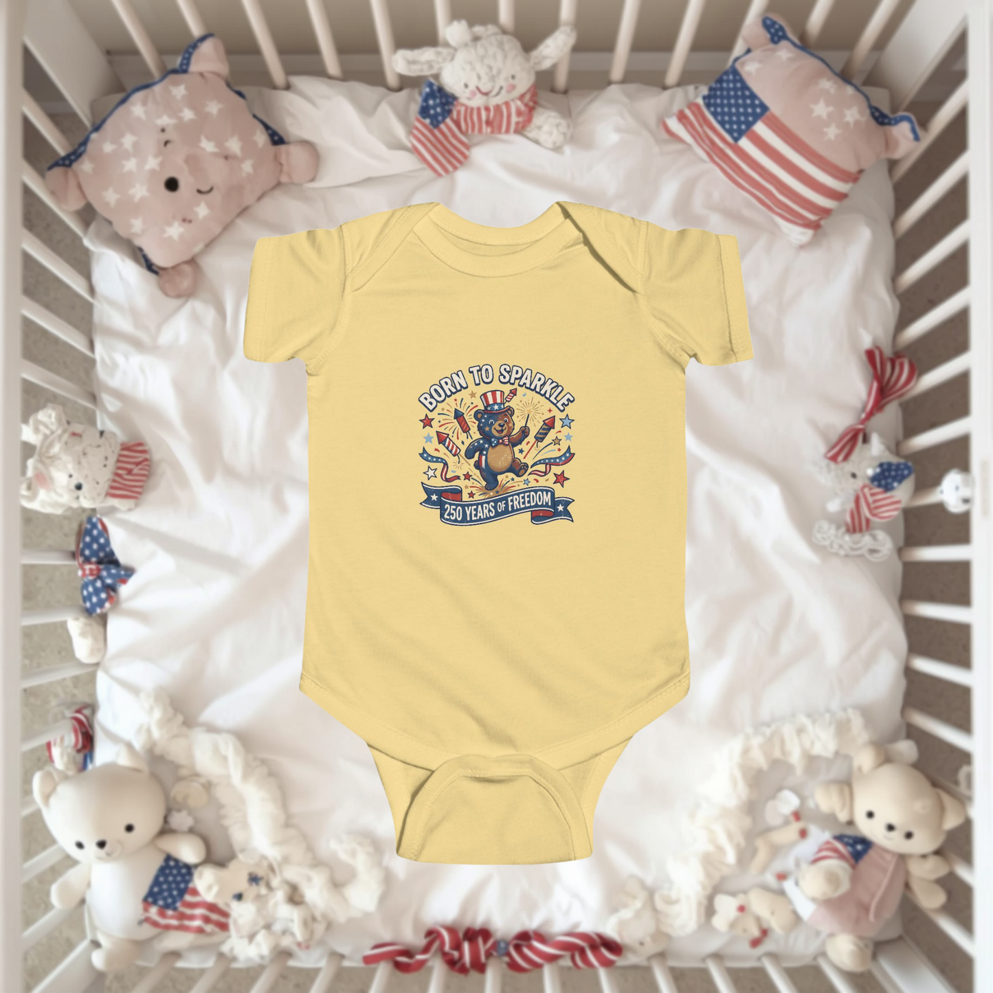 Infant Bodysuit - 'Born to Sparkle' Patriotic Baby Onesie