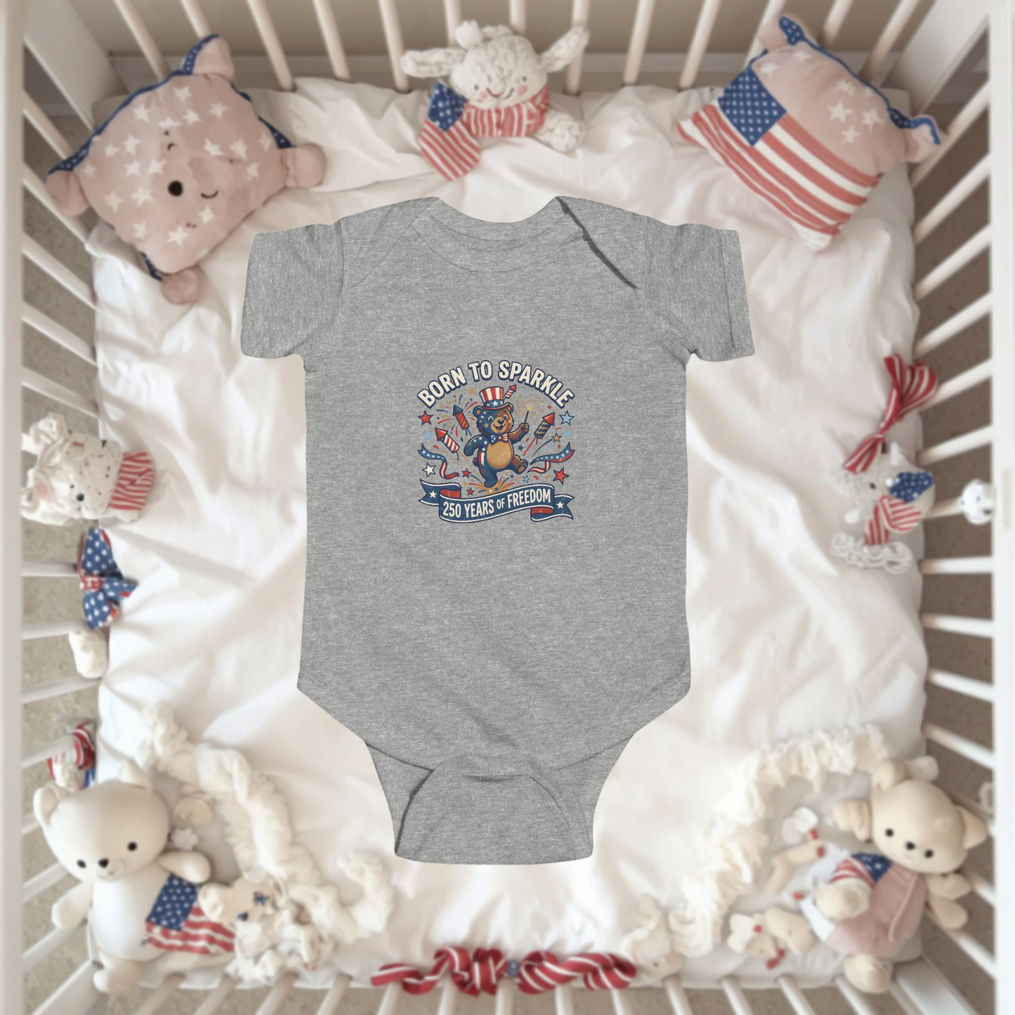 Infant Bodysuit - 'Born to Sparkle' Patriotic Baby Onesie