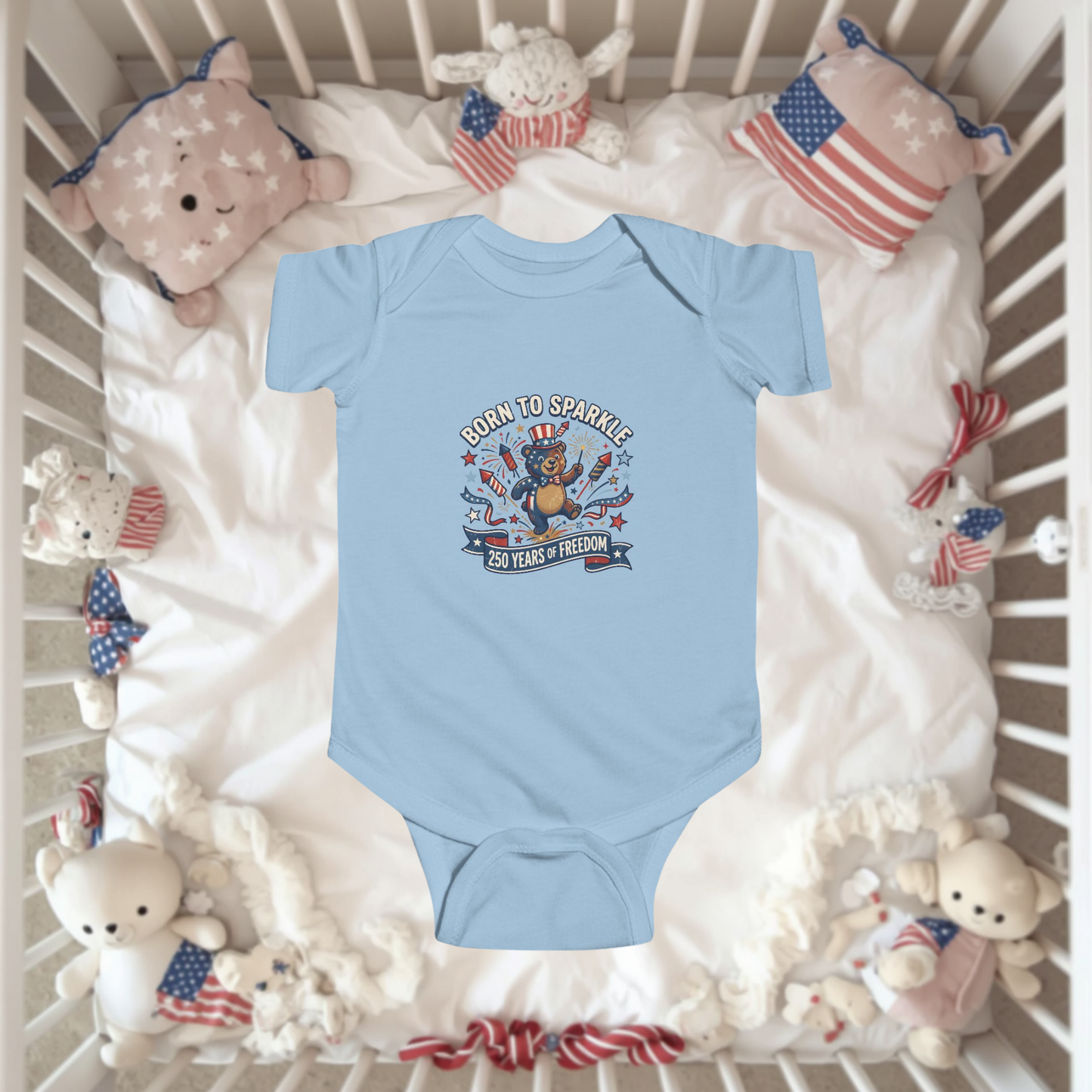 Infant Bodysuit - 'Born to Sparkle' Patriotic Baby Onesie