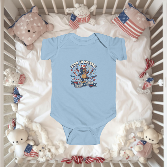 Infant Bodysuit - 'Born to Sparkle' Patriotic Baby Onesie