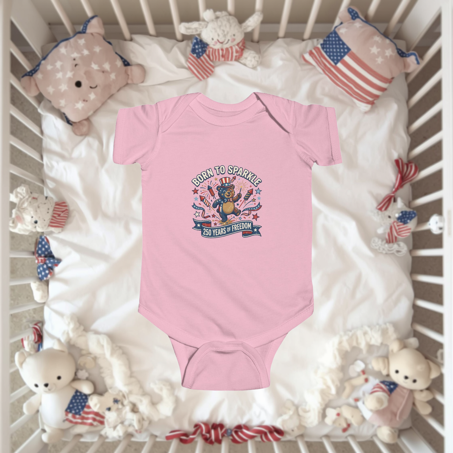 Infant Bodysuit - 'Born to Sparkle' Patriotic Baby Onesie