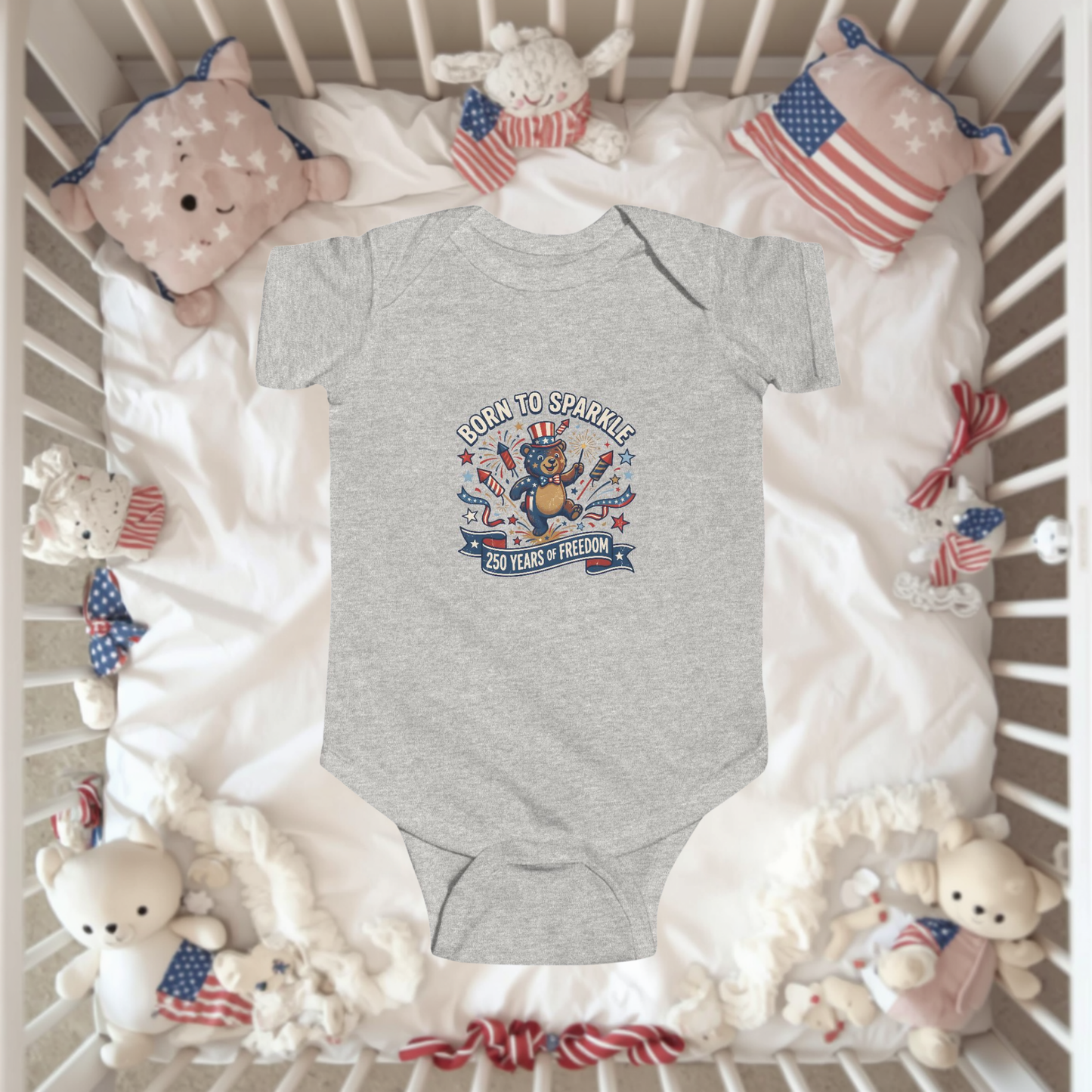 Infant Bodysuit - 'Born to Sparkle' Patriotic Baby Onesie