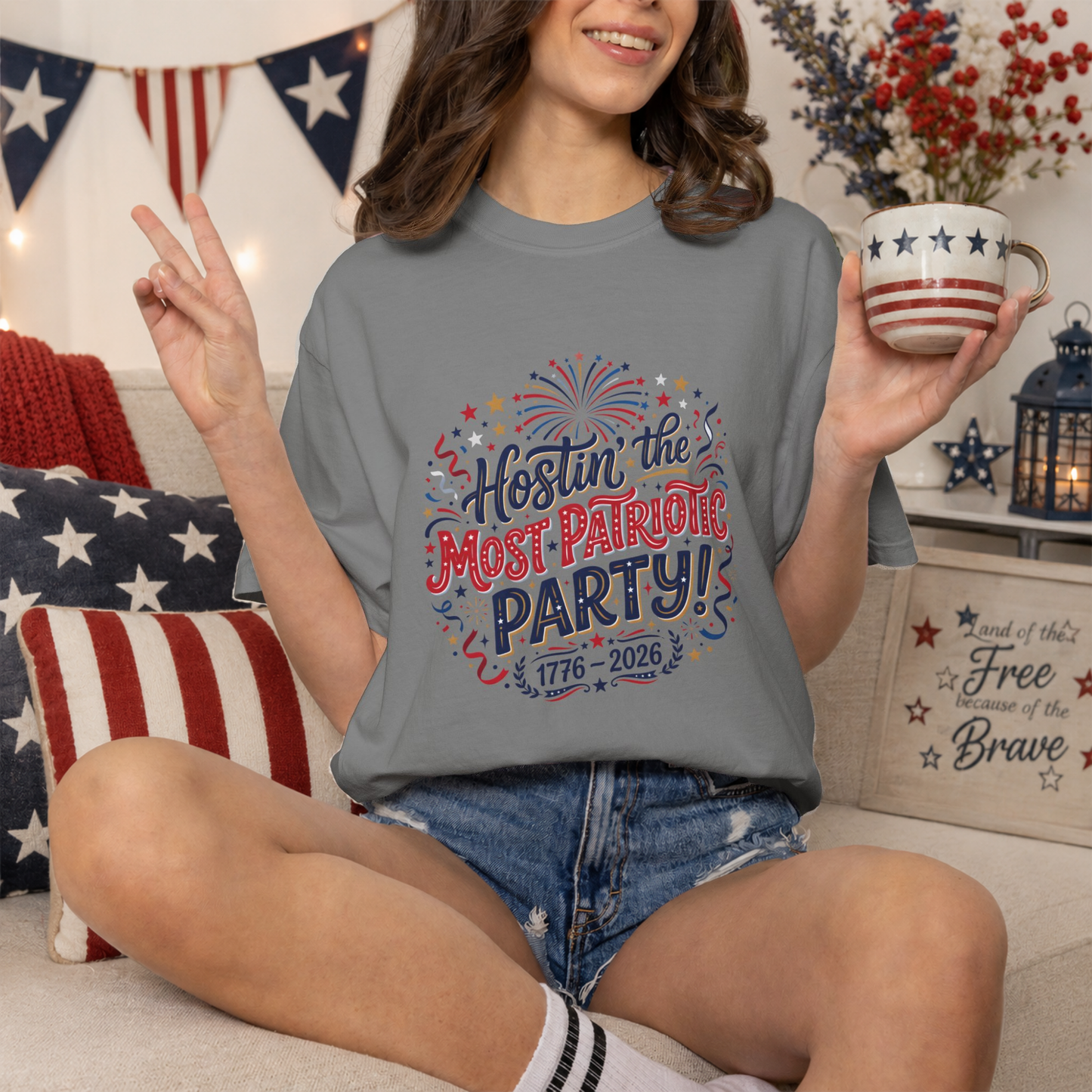 Patriotic 'Hostin' the Most Patriotic Party' T-Shirt, 4th of July Shirt, Independence Day Tee