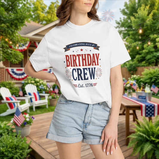 Birthday Crew T-Shirt — Patriotic Celebration Tee, 4th of July Shirt, Independence Day Gift