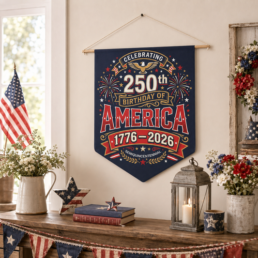 America 250th Anniversary Pennant — Patriotic Wall Banner, 4th of July Decor