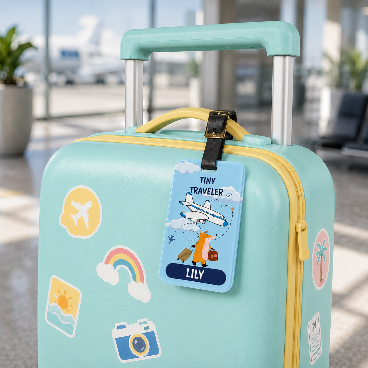 Personalized "Tiny Traveler" Kids Luggage Tag — Custome Name Travel Tag