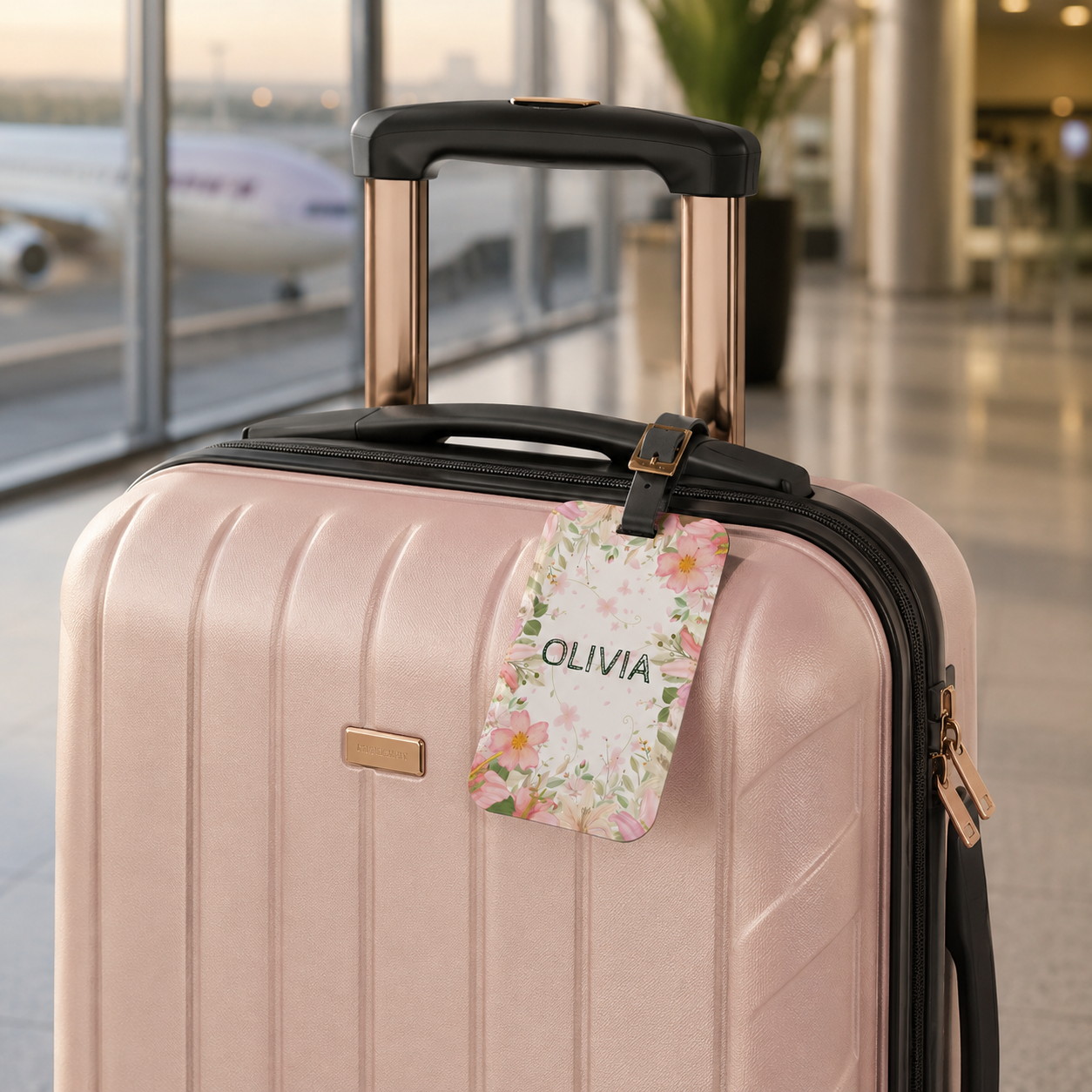 Floral Personalized Luggage Tag — Custom Name Travel ID, Personalized Travel Accessory