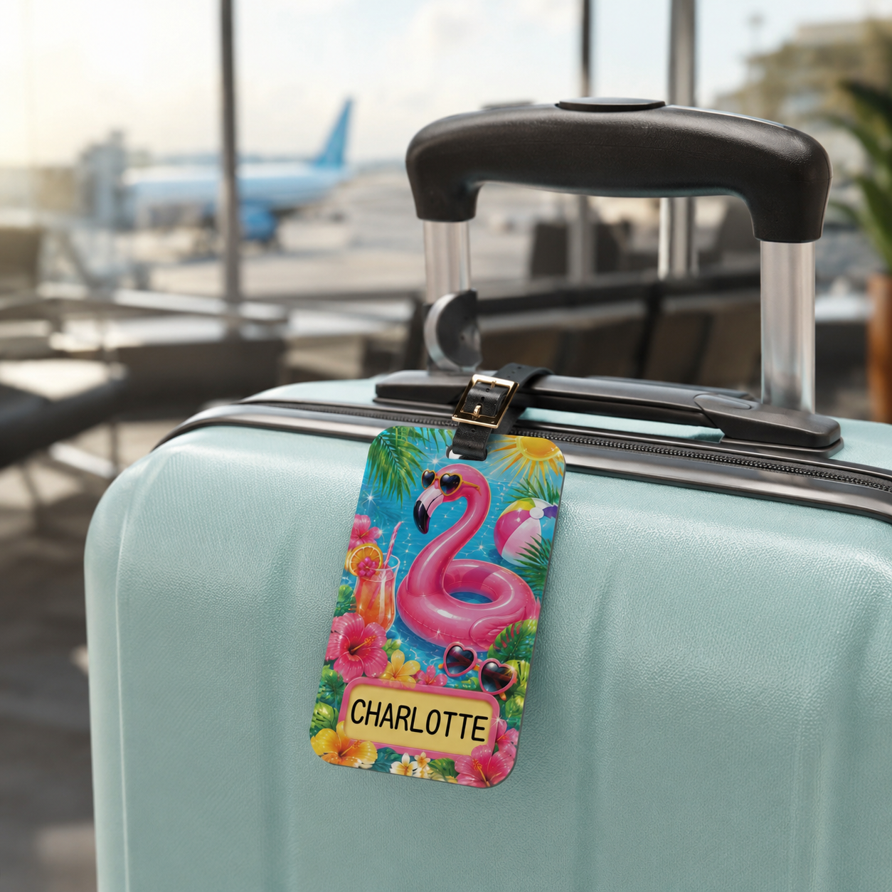 Personalized Luggage Tag — Tropical Summer Design, Custom Name ID Tag
