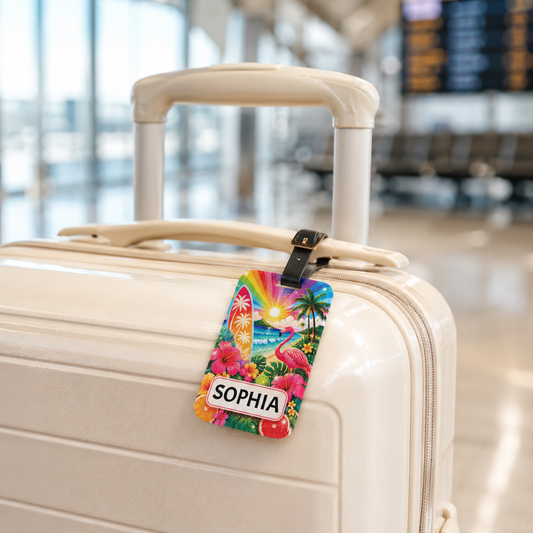 Tropical Summer Luggage Tag — Personalized Name Travel ID