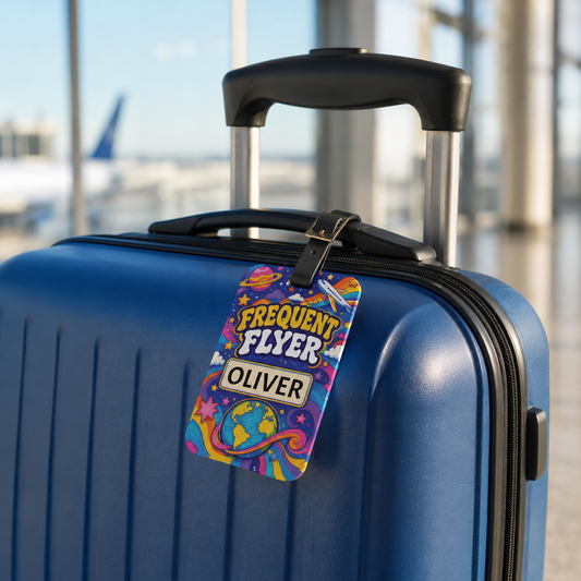 Frequent Flyer Luggage Tag — Personalized Travel Tag, Custom Name ID Tag