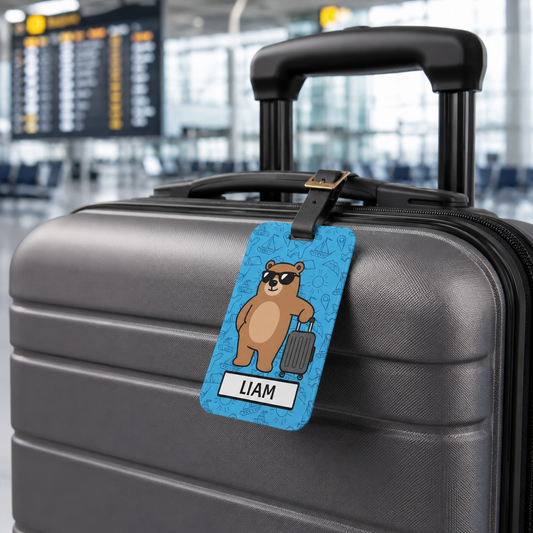 Personalized Bear Luggage Tag —  Travel Bag ID with Name