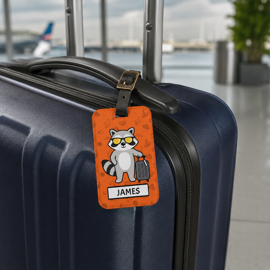 Personalized Raccoon Luggage Tag — Travel ID with Name