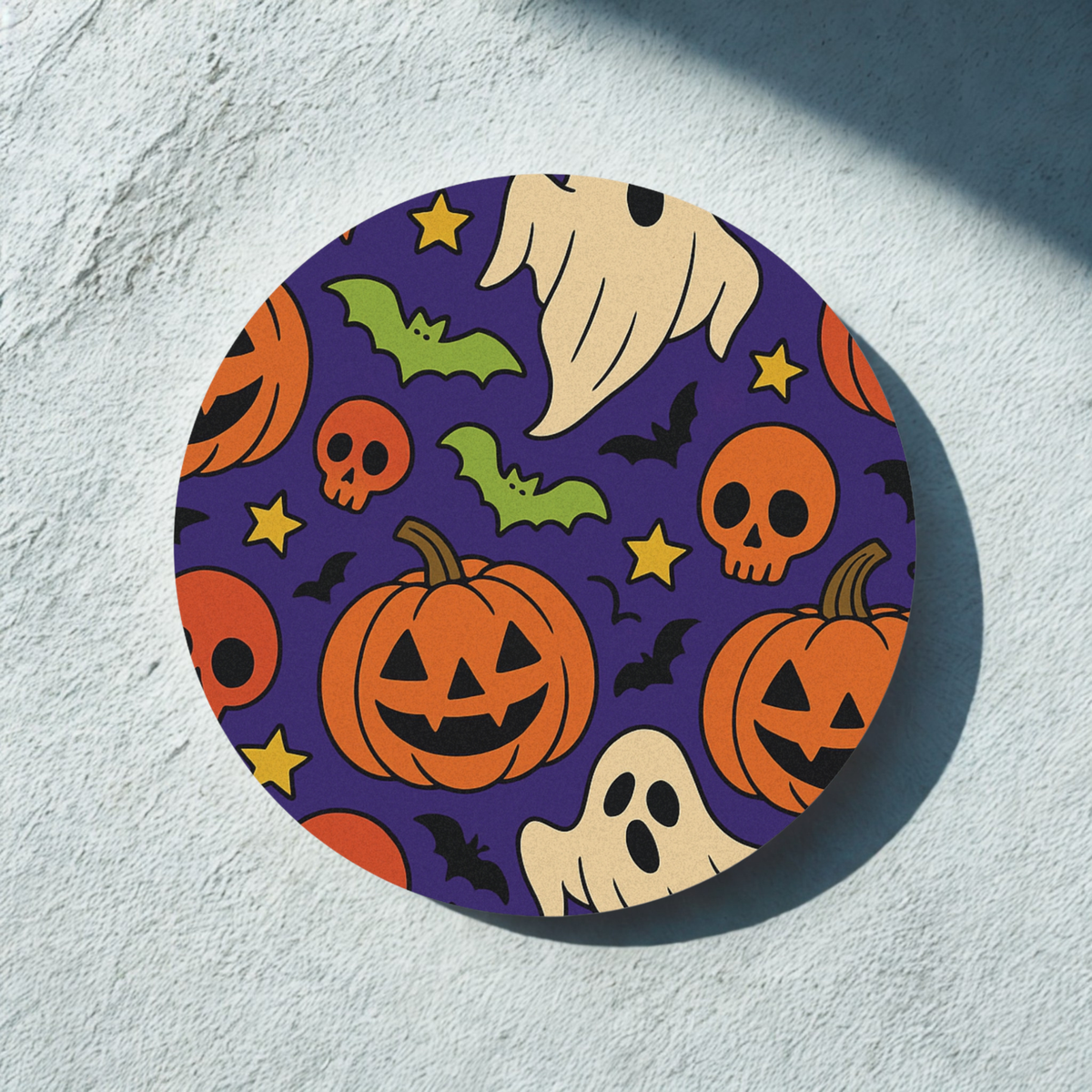 Halloween-Themed Coaster, Spooky Coaster Set, Ghost and Pumpkin Design