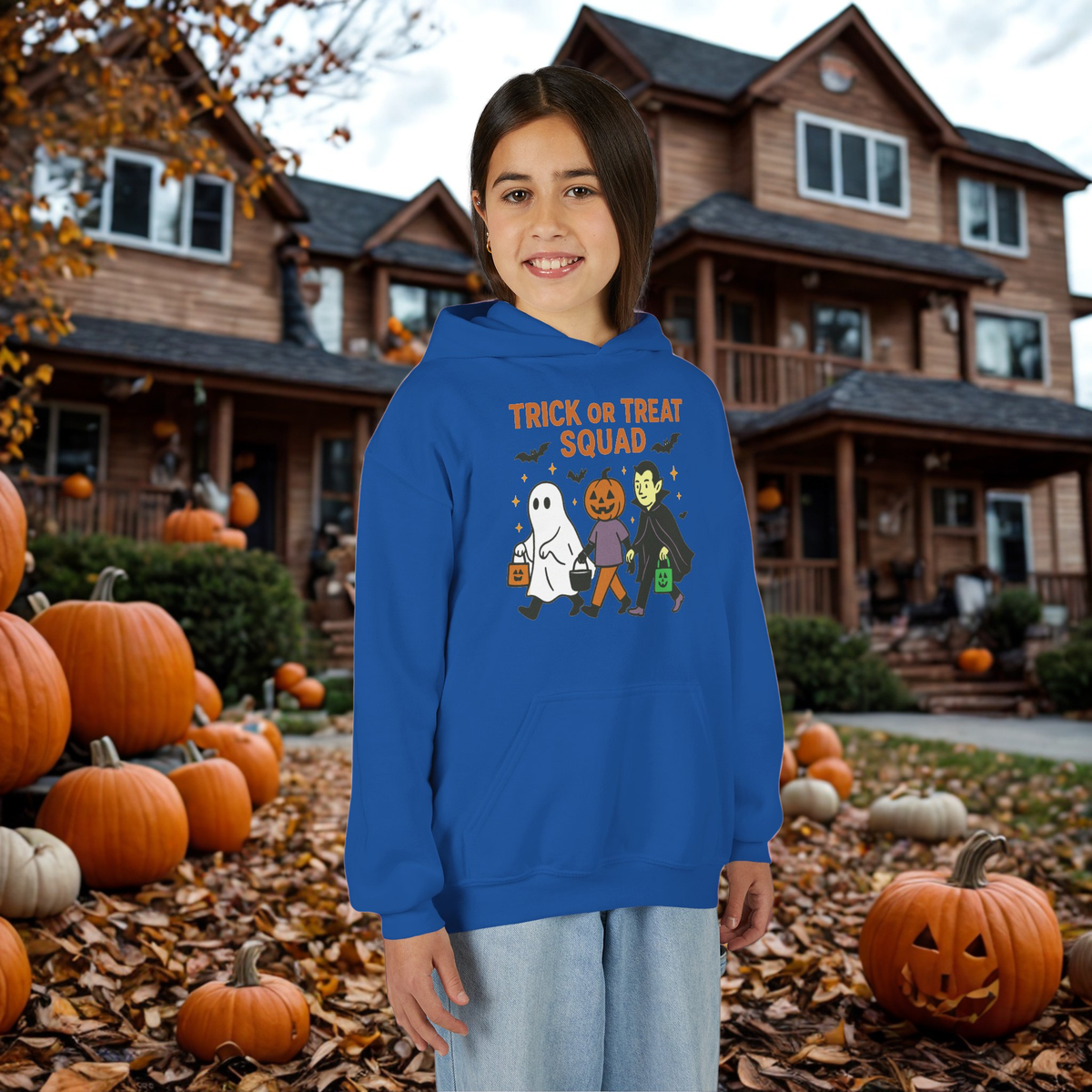 Youth Halloween Sweatshirt - Trick or Treat Squad, Cute Kids Hoodie