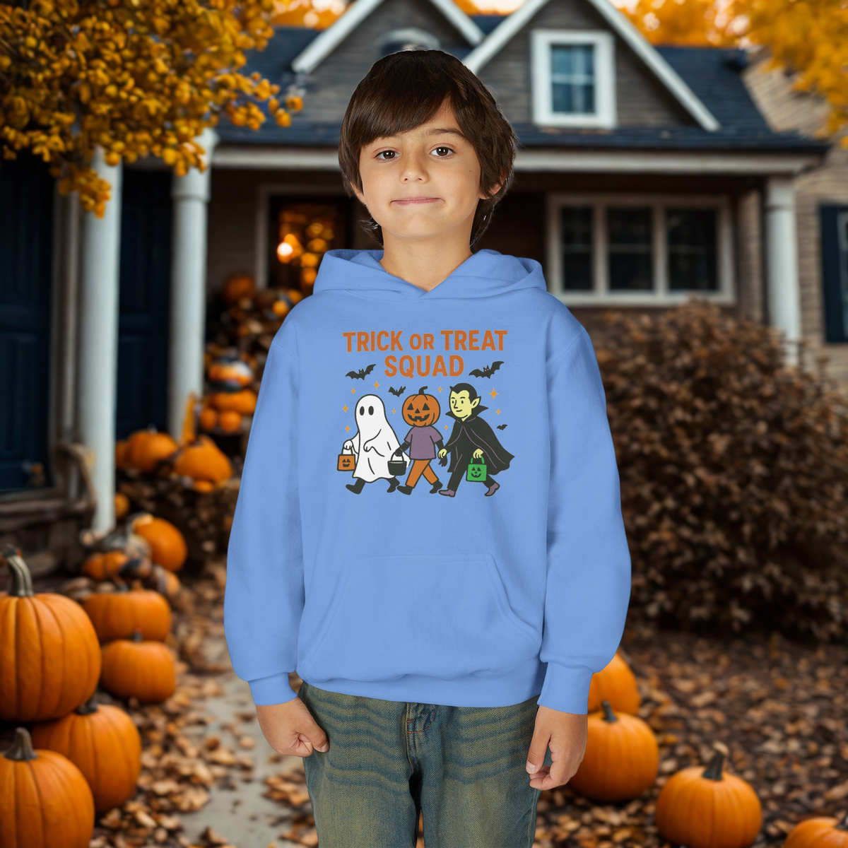 Youth Halloween Sweatshirt - Trick or Treat Squad, Cute Kids Hoodie