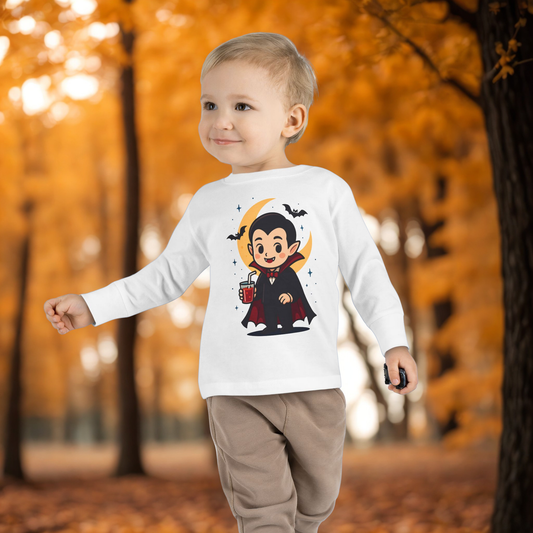 Toddler Halloween Tee, Cute Vampire Long Sleeve Shirt, Spooky Kids Apparel, Halloween Costume Top, Toddler Party Wear