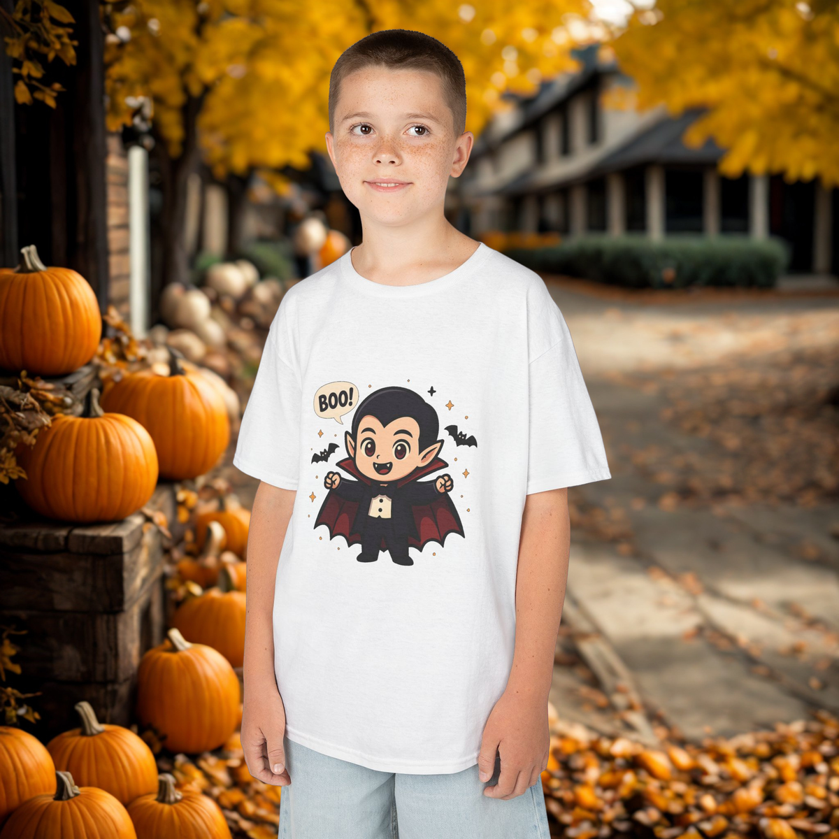 Cute Halloween Kids Tee, Spooky Costume Top, Kids Vampire Shirt, Halloween Party Apparel, Boo Design Tee