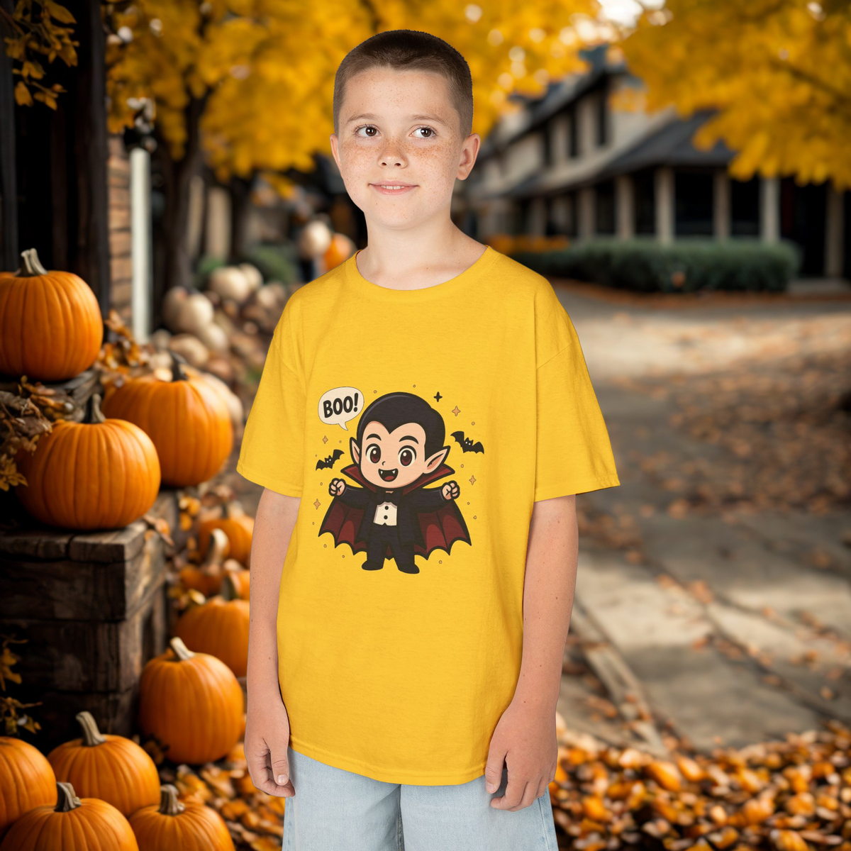 Cute Halloween Kids Tee, Spooky Costume Top, Kids Vampire Shirt, Halloween Party Apparel, Boo Design Tee