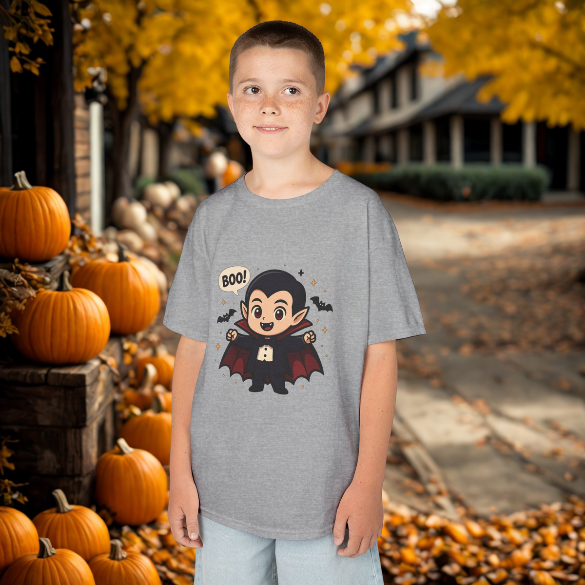 Cute Halloween Kids Tee, Spooky Costume Top, Kids Vampire Shirt, Halloween Party Apparel, Boo Design Tee