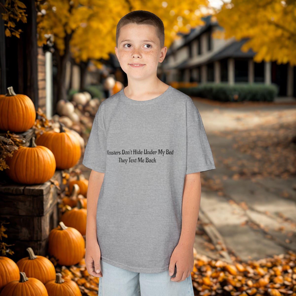 Funny Kids Monster Tee, Kids Heavy Cotton Shirt, Halloween T-Shirt